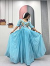 Pc 574 Heavy Embroidery Thread & Hand Mirror Work Gown Wholesale In India